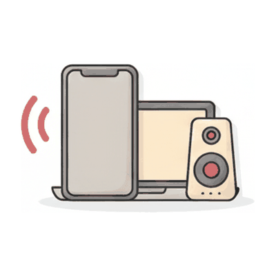 スマートフォン・スマートスピーカー・PCに音声が届くイメージ