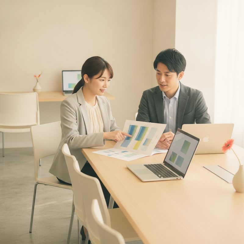 診断レポートを確認する二人