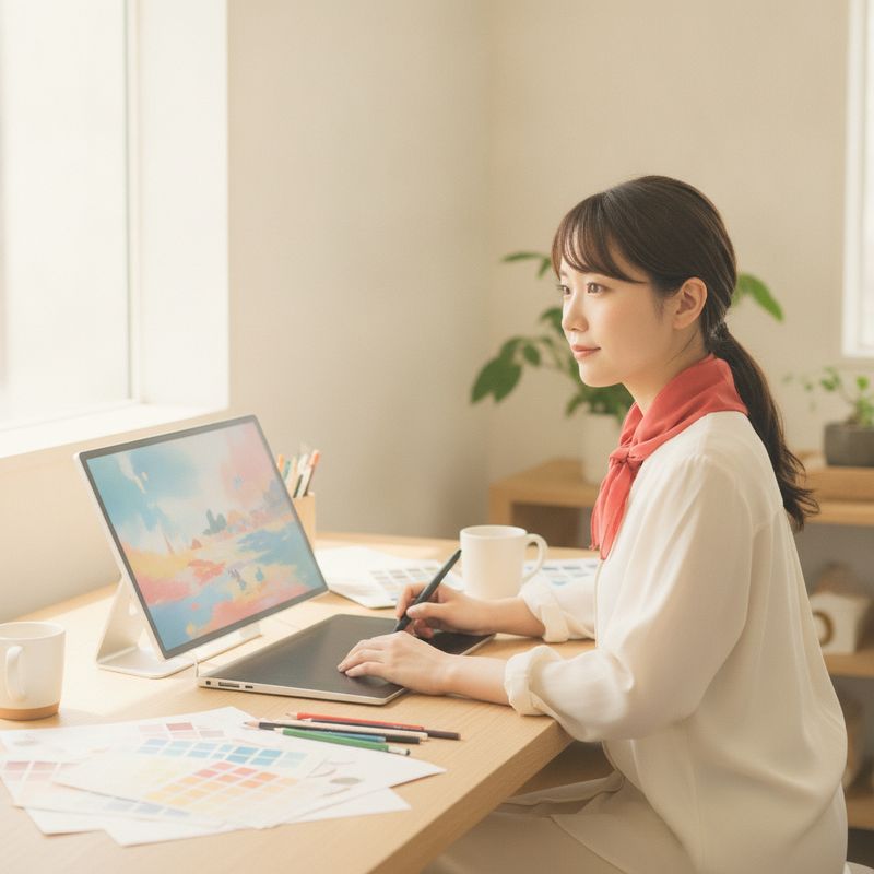 ペンタブレットでアニメーションを制作する様子