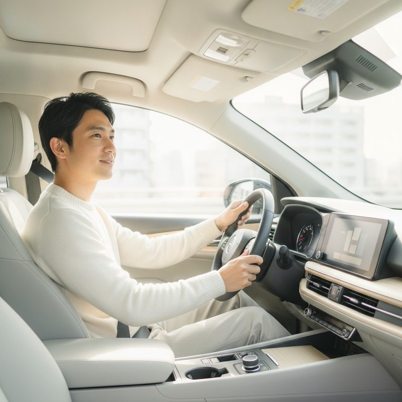 運転しながらラジオを聴く男性
