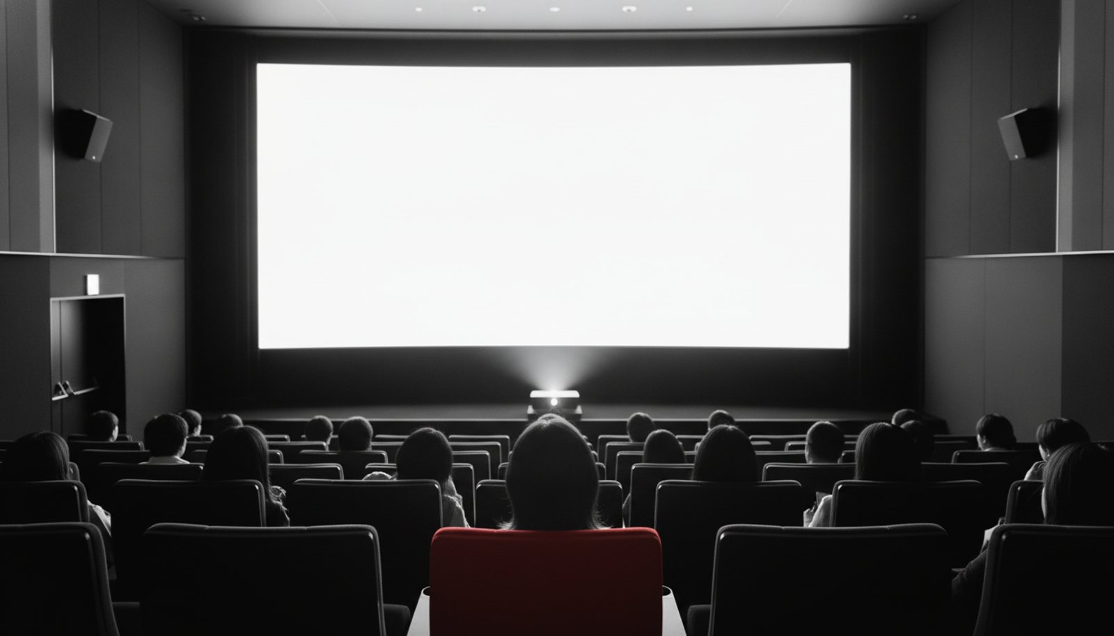 映画館の大きなスクリーンと客席